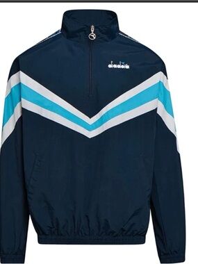 Diadora Navy Windbreaker with Turquoise and White Chevron